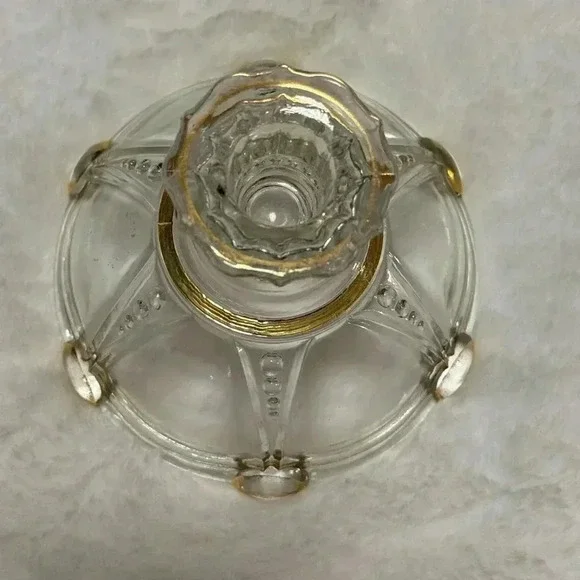 MCM Gold Trim Candleholder Candlestick Glass Beaded - Picture 5 of 9